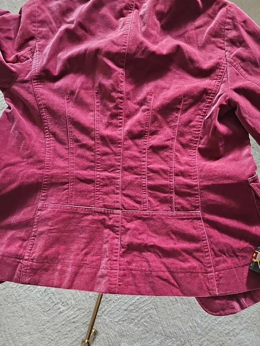 Boden Velvet Raspberry-Pink Utility Jacket with Brass Buttons - Picture 4 of 6